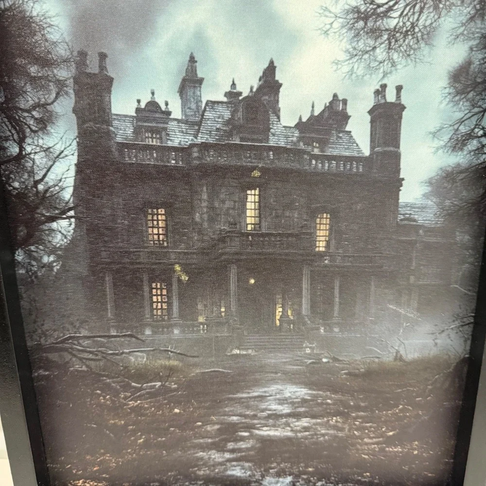Haunted Mansion Framed Canvas Wall Art Gothic Spooky Estate Decor 12x16